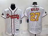 Men's Atlanta Braves #27 Austin Riley White Gold 2021 World Series Champions Stitched MLB Flex Base Jersey,baseball caps,new era cap wholesale,wholesale hats